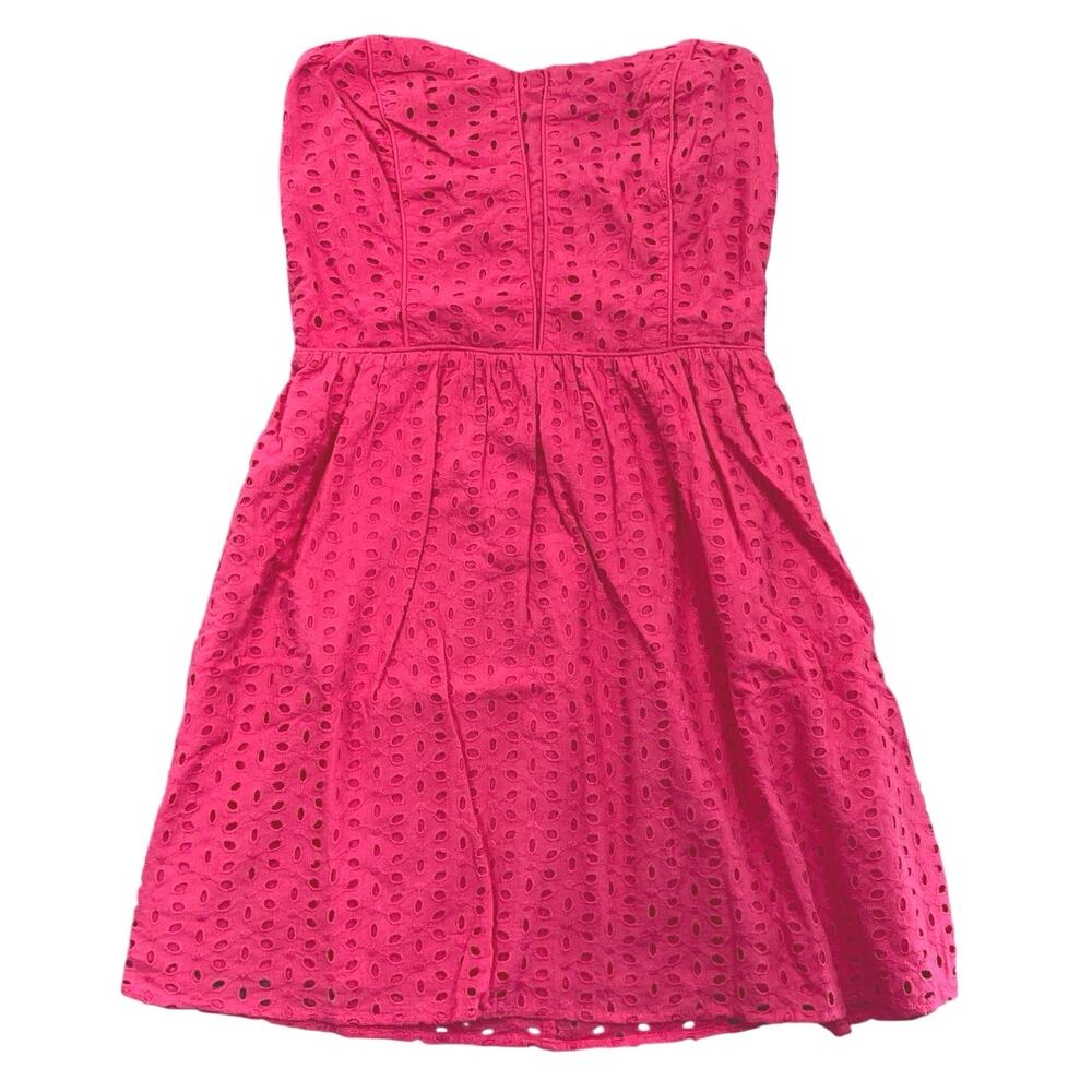 NWT BeBop Pink Eyelet Strapless Mini Dress Cotton Fit & Flare - M